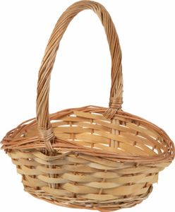 SIDCO Präsentkorb Geschenkkorb Weide oval Korb mit Henkel geflochten Weidenkorb 23x19cm