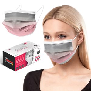 50x HARD medizinische OP Masken - Mundschtuz - MNS Maske TYP IIR - 3-lagig - Filtration 98 %, Regionale Herstellung - Beste Qualität - Standardgröße - Dusty Pink