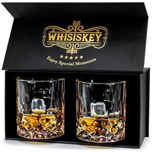 Whisiskey - Whiskygläser Set – 2 Tumbler Gläser (2x 320 ml) – Whisky Geschenkset - Whisky Zubehör Set - Geschenke für Männer