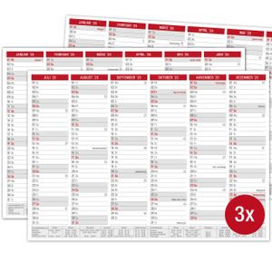 3x Tafelkalender 2025 A4 - Wandjahreskalender mit Ferien & Feiertagen | Jahreskalender, Wandkalender 2025 DIN A4 als Jahresplaner | Blattkalender 12 Monate