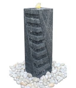 Dehner Gartenbrunnen Riva mit LED-Beleuchtung, warmweiß, 56 x 18 x 18 cm, Granit, dunkelgrau