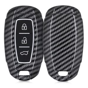 kwmobile Autoschlüssel Hülle kompatibel mit Hyundai 3-Tasten Autoschlüssel Keyless Go - Hardcover Schutzhülle Schlüsselhülle Cover Carbon Schwarz