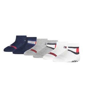TOMMY HILFIGER Baby Unisex Socken, 6 Pack - FLAG SOCK ECOM, 3 Paar als Stoppersocken Weiß/Grau/Dunkelblau 19-22