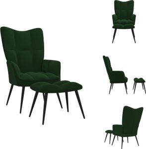 vidaXL Fotel Relax z taboretem ciemnozielony aksamit - Fotel