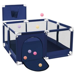 Dětská ohrádka, ohrádka s prodyšnou basketbalovou sítí, prolézací rám, ohrádkový stan pro miminka a batolata, modrá