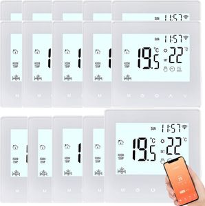 15X Digital LCD Tuya WiFi Raumthermostat, Programmierbares Thermostat fuer 3A Warmwasserbereitung ,Wandthermostat Unterputz Fu?bodenheizung Innenthermometer Temperaturregler, Weiß 15X Digital LCD Tuya WiFi Raumthermostat, Programmierbares Thermostat fuer 3A Warmwasserbereitung ,Wandthermostat Unterputz Fu?bodenheizung Innenthermometer Temperaturregler, Weiß