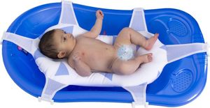 Baby BadeNetz Blau/Weiß Bade-Hängematte Waschnetz Badesitz Sevibaby Badewannensitz 572-1