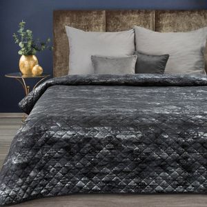 Elegante Decke Glamour Marmormuster Tagesdecke Glanz Bettüberwurf BLINK 3 schwarz 170x210 cm cm schwarz silber