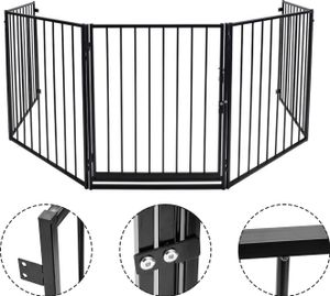 Kaminschutzgitter 5x Absperrgitter Tierschutzgitter Ofenschutzgitter Sicherheitstür 300x75cm Schwarz