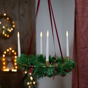 Hängender Adventskranz mit 4 flackernden LED Kerzen - 35 cm - Deko Advents Kranz Weihnachten