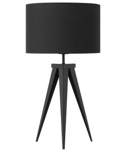 BELIANI Tischlampe Schwarz Metall 55 cm runder Stoffschirm Dreibeinig langes Kabel mit Schalter Moderner Look