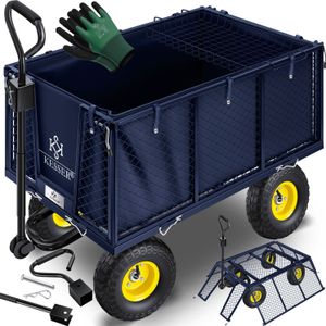 KESSER® Bollerwagen 550kg belastbar Gartenwagen Transportwagen Gartenkarre herausnehmbare Plane Gerätewagen Handwagen vielseitig einsetzbar inkl. Handschuhe
