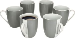 6x Variant šedá miska Ø14.3cm 450ml porcelán 6 osob Cereální salát Dezertní miska