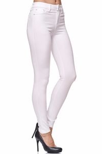 Elara Damen Stretch Hose Skinny Fit Jegging H13 White 46 (3XL)
