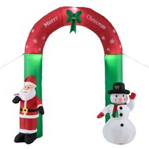 [en.casa] Weihnachtsbogen mit Weihnachtsfiguren 240x220x85 cm Weihnachtsdekoration mit Weihnachtsmann und Schneemann aufblasbar mit LED-Beleuchtung Außen-und Inneneinsatz