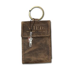 Wild Things Only etui na klucze z prawdziwej skóry torebka na klucze brązowa 5.5x1.5x8cm z zawieszką wróżki D2OPJ904N