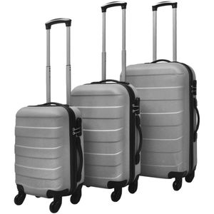 Möbel® 3er Set Hartschalen-Reisekoffer-Set Trolley|Business & Travel Luxe und Stabiler Handgepäck koffer Silber🎡8939