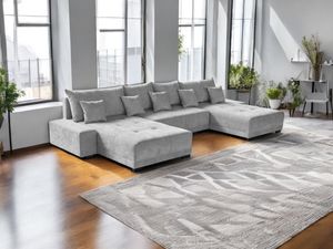 Narożnik z funkcją spania i podstawą do łóżka RELAXO w kształcie litery U - komfort i styl w salonie Jasnoszary