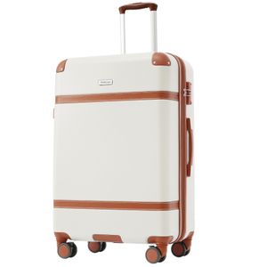Fortuna Lai kufr na příruční zavazadla, kufr na kolečkách, cestovní kufr, příruční zavazadlo na kolečkách, materiál ABS, celní zámek TSA (barva kufru na kolečkách: krémová + hnědá, velikost: 77,5x50,5x30 cm)