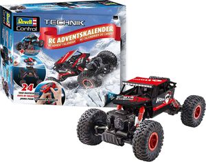 Revell 1032 Adventskalender Bastelset RC Auto mit Fernbedienung, 4WD Offroad-Crawler, GHz-Fernsteuerung und Batterien, 27,5 cm Zubehör, Rot/Blau