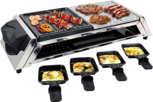Syntrox Germany 8er Raclette Grill Genf – Tischgrill mit Steinplatte, emailliert, Antihaft, für gesellige Abende