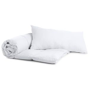 Bettdecke Winterdecke 155 x 220 cm - Steppdecken Schlafdecke warm Steppbettdecke Weiß  Set: Weiße Bettdecke mit Kissen 40X80