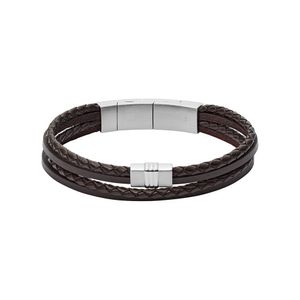 Fossil Herren Armband Leder braun mit Edelstahl JF02934040 Fossil Herren Armband Leder braun mit Edelstahl JF02934040