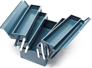 Wiltec Werkzeugkiste 530x200x200mm aus Stahl mit 5 Fächern, beständiger Werkzeugkasten mit Handgriff, Werkzeugbox