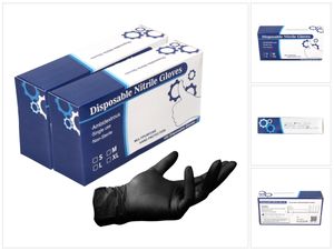 Nitrilové rukavice na jedno použití v dávkovači černé 200 kusů velikost S / Small - nesterilní