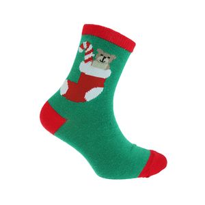 FLOSO dětské vánoční ponožky 188 (31-36 EU) (zelené/medvěd)