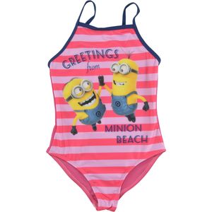 Minions Badeanzug für Mädchen – Greetings from Minion Beach Schwimmhose Kinder Pink/Rosa, Größe:110-116