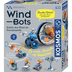 KOSMOS 621056 Wind Bots, Experimentieren mit erneuerbaren Energien für Kinder ab 8 Jahren, Bausatz für 6 Verschiedene Roboter-Modelle, Antrieb durch Windkraft, inklusive Windmaschine
