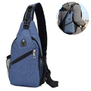 Men's Sling Bag Multipurpose Daypacks Shoulder Crossbody Bag with USB Charge Port Black ,Dunkelblau