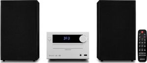 MEDION E64482 Micro Audio System Kompaktanlage (DAB+, CD Player, PLL UKW Radio, Bluetooth, MP3 Player, AUX, Kopfhöreranschluss, USB, Sleeptimer, dimmbares Display) silber