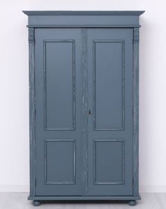Casa Padrino Landhausstil Shabby Chic Kleiderschrank Antik Blau 110 x 58 x H. 180 cm - Massivholz Schlafzimmerschrank mit 2 Türen - Schlafzimmer Möbel - Shabby Chic Möbel - Landhausstil Möbel