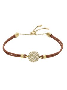 Fossil Armband Damen Sadie Glitz Disc Braun Leder Gold-Ton JF04545710 Fossil Armband Damen Sadie Glitz Disc Braun Leder Gold-Ton JF04545710