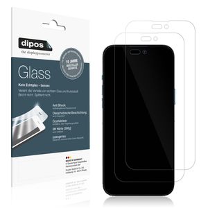 2x Schutzfolie für Apple  iPhone 14 Pro  - Anti-Shock 9H Folie dipos Glass