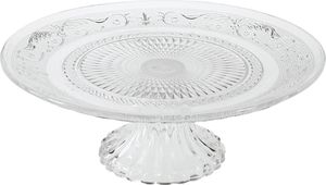 Glasteller auf Fuß Dekorative Glasschale Ø25cm Klar Retro Muster Servierteller