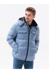 Ombre Clothing Pánská zimní bunda Rudolph světle modrá L