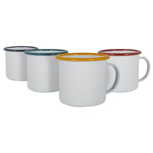 Argon Ta Weiße Emaille-Becher - Stahl Outdoor-Camping-Tee-Kaffeetasse - 375ml - 4 Farben