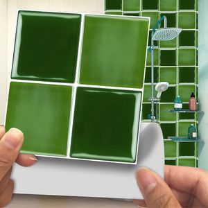 20 Stück Fliesenaufkleber Selbstklebende Mosaik-Küchen-Badezimmer-Aufkleber,Farbe: 1# Grün,Größe:15x15cm
