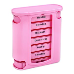 Schramm® Tablettenbox pink mit pinken Schiebern 7 Tage Pillen Tabletten Box rosa Schachtel Tablettendose Pillendose Pillenbox Tablettenboxen Pillendosen Pillen Dose Wochendosierer