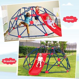 COSTWAY Kletterkuppel mit Rutsche, Klettergerüst in Kuppelform mit Stoffplattform, 180 kg Belastbarkeit, Outdoor & Indoor Spielplatz für 3-10 Jährige, Ideal für Turnhalle, Hinterhof, Garten