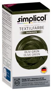 simplicol Textilfarbe intensiv: DIY Färbemittel in 23 Farben inkl. Farb-Fixierer, Farbe:Oliv-Grün (1814), Größe:1er Pack