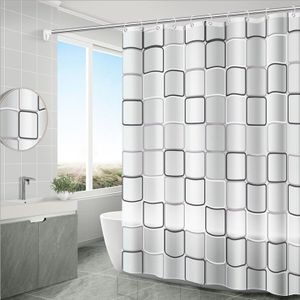 mumbi Duschvorhang Vorhang Dusche Duschvorhänge 180 x 200 cm Badewannenvorhang Ersatzvorhang "Quadrate" grau, weiß, schwarz