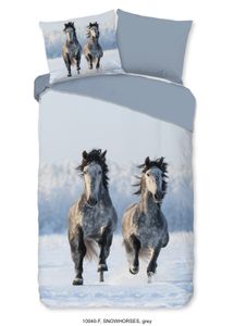 Good Morning Kinder Bettwäsche mit Pferde - 135x200 cm - Flanell/ Biber