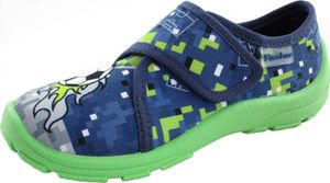 Fischer Kinder Hausschuh Fußball mit Klettverschluss und rutschfest 551830, Größe:25 EU, Farbe:Blau