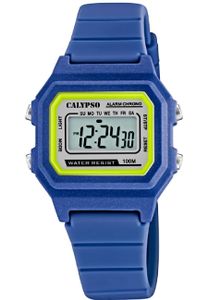 Calypso K5802/5 Chrono Uhr Junge Kinderuhr Kunststoff Datum Alarm blau