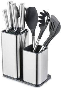 Edelstahl Messerständer 2 in 1 Messerhalter Aufbewahrungshalter Universal Messerblock Küchenwerkzeug