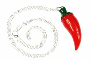 Chili Kette Chilikette Peperoni Paprika Halskette Miniblings rot scharf 60cm